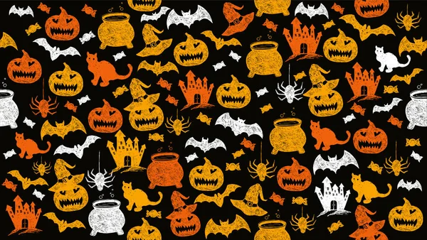 Halloween Símbolos Ilustraciones Dibujadas Mano — Archivo Imágenes Vectoriales