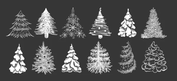 Χριστουγεννιάτικο Δέντρο Χέρι Ζωγραφισμένα Εικόνα — Διανυσματικό Αρχείο