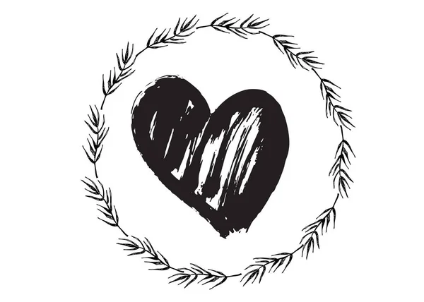 Grunge Καρδιά Εικόνα Ζωγραφισμένη Στο Χέρι Του Αγίου Βαλεντίνου — Διανυσματικό Αρχείο
