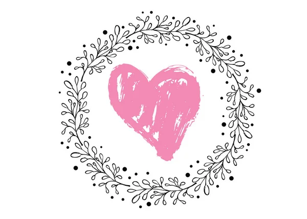 Grunge Καρδιά Εικόνα Ζωγραφισμένη Στο Χέρι Του Αγίου Βαλεντίνου — Διανυσματικό Αρχείο