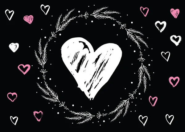 Coração Grunge Dia Dos Namorados Ilustração Desenhada Mão — Vetor de Stock