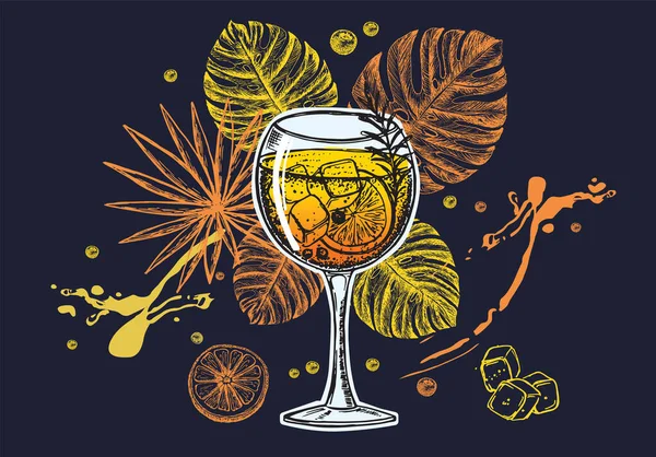 Cocktail Menu Ontwerp Template Alcoholische Cocktails Met Hand Getrokken — Stockvector