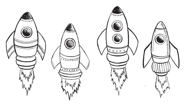 Rocket Hand Drawn Vector Illustration — Stock Vector