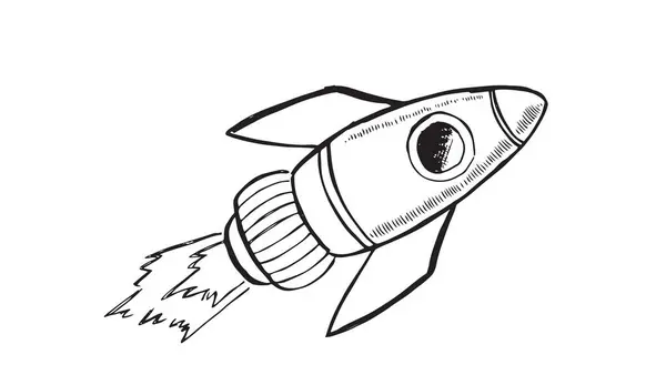 Cohete Dibujado Mano Vector Ilustración — Archivo Imágenes Vectoriales