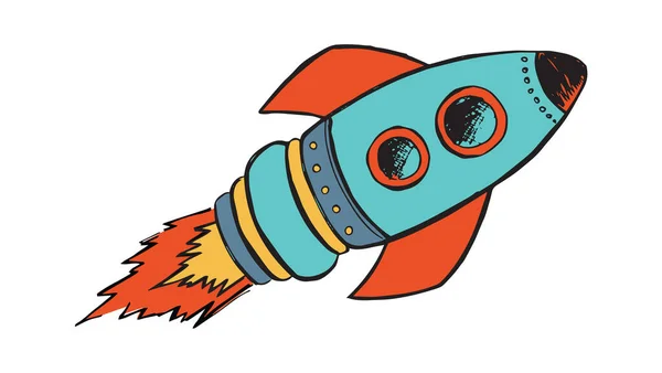 Rocket Hand Drawn Vector Illustration — Stock Vector
