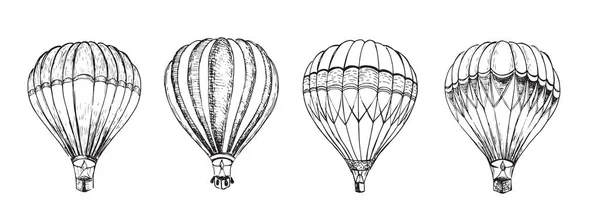 Balão Quente Estilo Vintage Ilustração Desenhada Mão Vetor —  Vetores de Stock