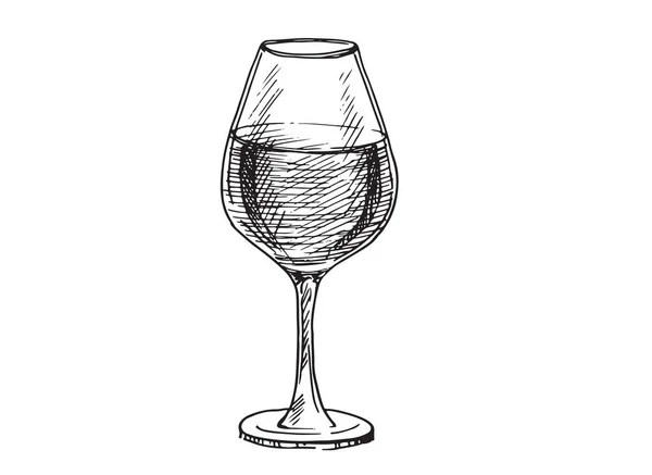 Wijnglazen Schetsen Vector Illustratie Handgetekende Etiketontwerpelementen — Stockvector