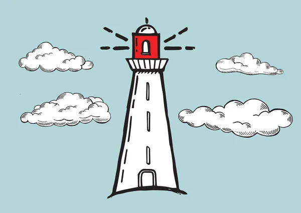 Leuchtturm Vektor Illustration Handgezeichneten Stil — Stockvektor