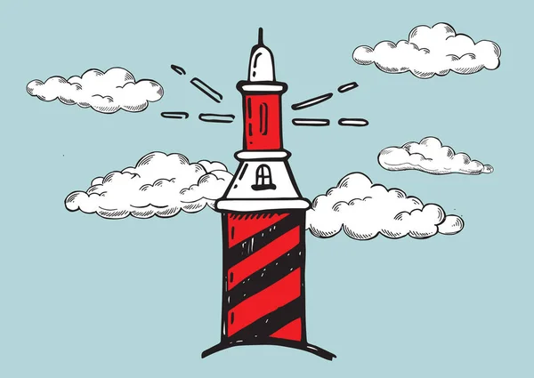 Lighthouse Vector Illustration Hand Drawn Style — Stock Vector