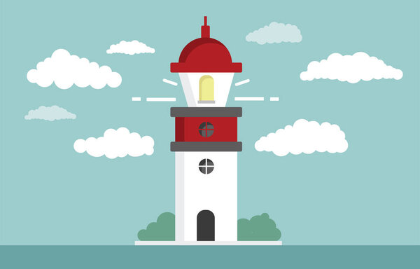 Lighthouse. Flat design, vector illustration.