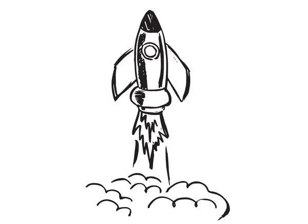 Rocket Spaceship Hand Drawn Vector Illustration — Stock Vector