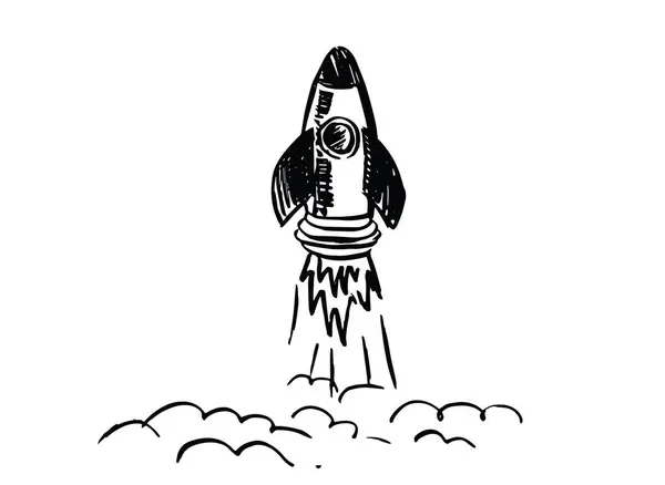 Rocket Spaceship Hand Drawn Vector Illustration — Stock Vector