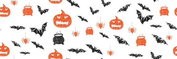 Halloween Symboles Dessinés Main Illustrations — Image vectorielle