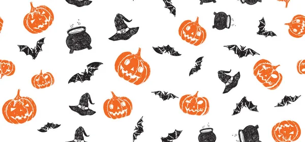 Halloween Szimbólumok Kézzel Rajzolt Illusztrációk — Stock Vector