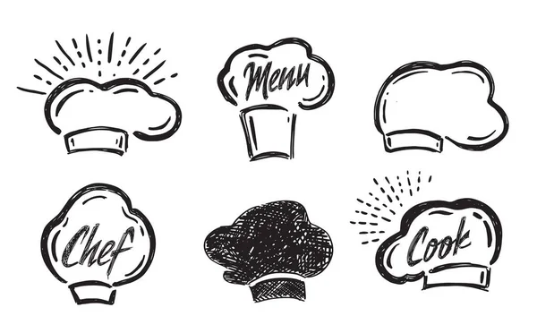 Cappello Chef Stile Disegnato Mano Illustrazione Vettoriale — Vettoriale Stock