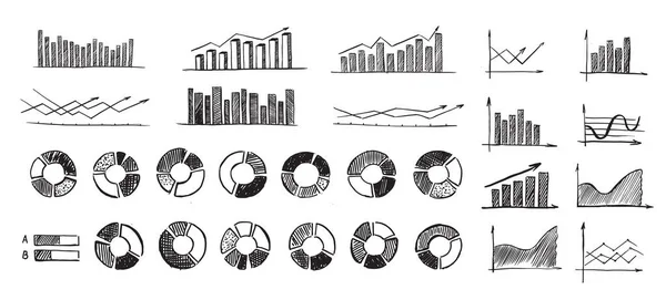 Gráficos Gráficos Iconos Conjunto Dibujado Mano Vector — Vector de stock