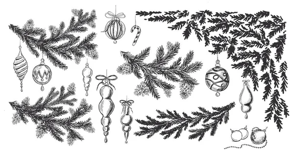 Modèle Noël Dans Style Croquis Illustration Dessinée Main — Image vectorielle