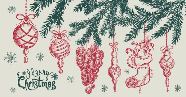 Рождественская Открытка Ручной Рисунок Элемент Дизайна Стиле Каракулей — стоковый вектор