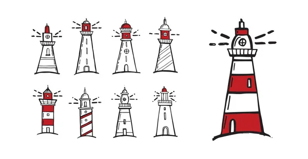 Lighthouse Hand Drawn Style Vector Illustration — Stock Vector