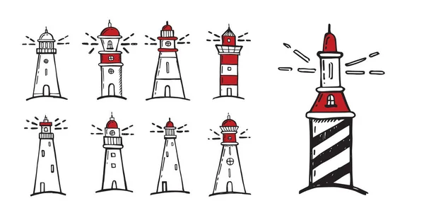 Lighthouse Hand Drawn Style Vector Illustration — Stock Vector