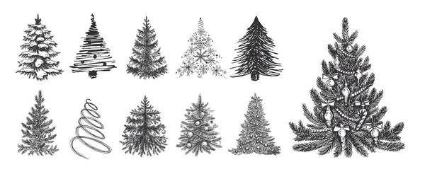 Karácsonyfa Kézzel Rajzolt Stílus Vektor Illusztráció — Stock Vector
