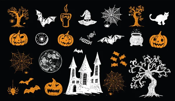Halloween Horror Nacht Vektor Hintergrund Handgezeichnete Illustration — Stockvektor