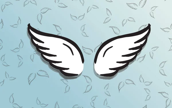 Engel Vleugels Vector Hand Getekend Illustratie — Stockvector