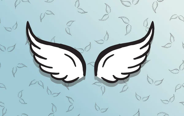 Anioł Skrzydła Wektor Ręcznie Rysowane Ilustracja — Wektor stockowy