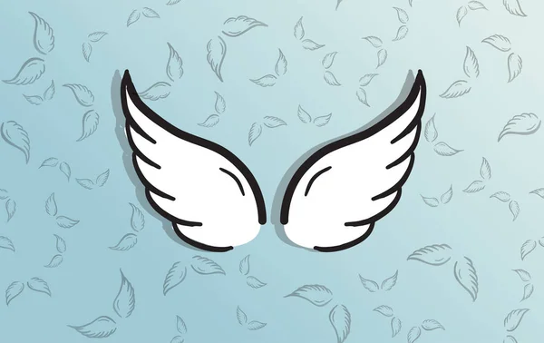 Engel Vleugels Vector Hand Getekend Illustratie — Stockvector