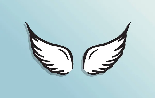 天使の翼ベクトル手描きイラスト — ストックベクタ