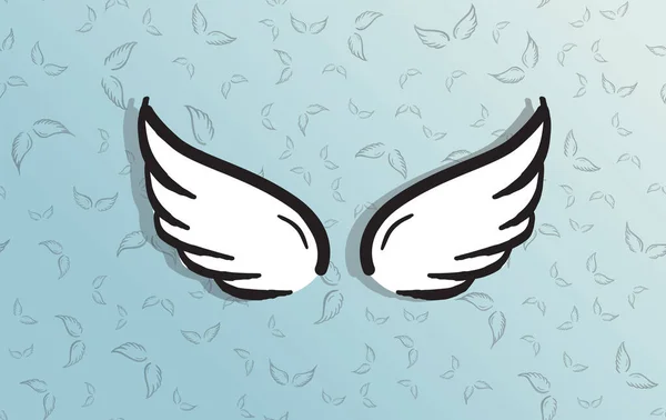 天使の翼ベクトル手描きイラスト — ストックベクタ
