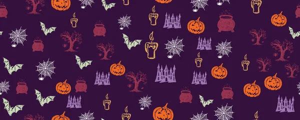 Halloween Horror Nacht Vector Achtergrond Handgetekende Illustratie — Stockvector