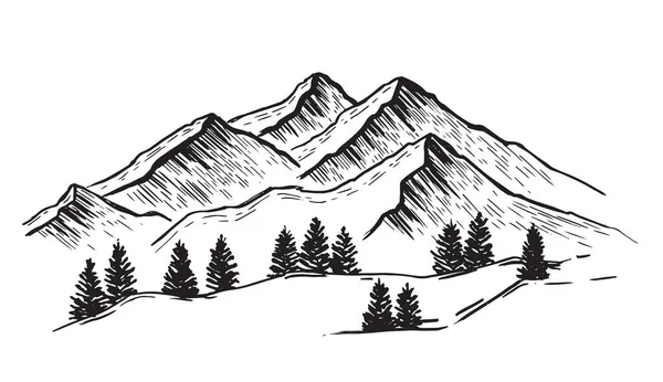 Пейзажные Горы Ручная Иллюстрация — стоковый вектор