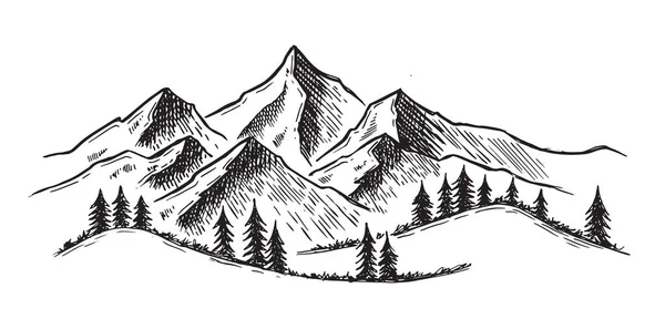 Пейзажные Горы Ручная Иллюстрация — стоковый вектор