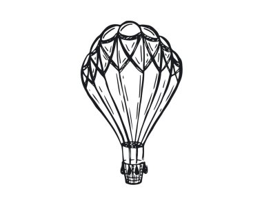 Sıcak hava balonları uçuyor, el çizimi çizimleri.