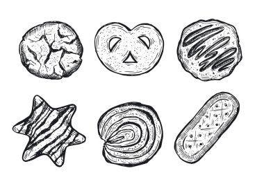 Kurabiye el çizimi illüstrasyon. Vektör.