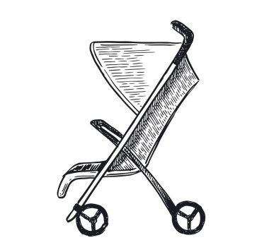 Pram el çizimi vektör çizimi.