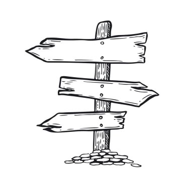 Tahta işaretçi el çizimi çizimi.