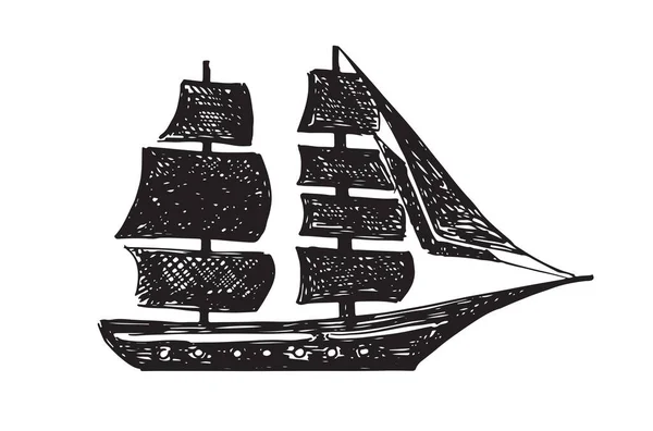 Segelboot Handgezeichnete Illustration Vektor — Stockvektor