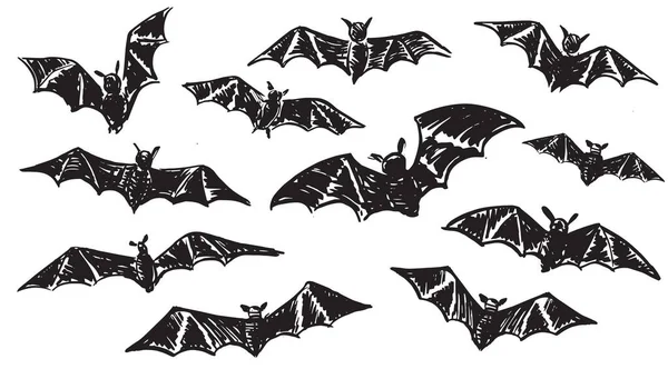 Bosquejo Murciélagos Halloween Ilustración Dibujada Mano — Archivo Imágenes Vectoriales