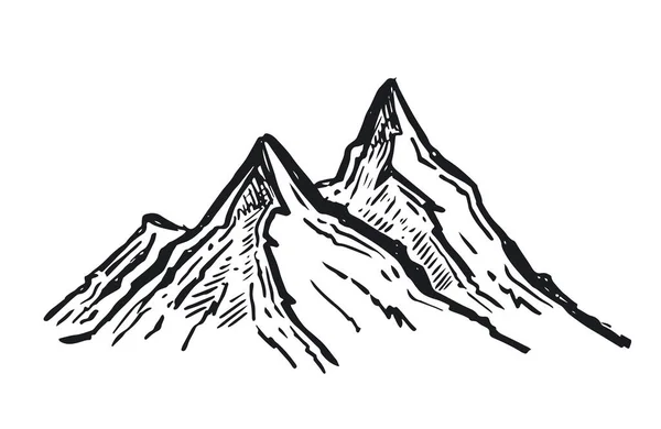 Montanhas Paisagísticas Ilustração Desenhada Mão — Vetor de Stock