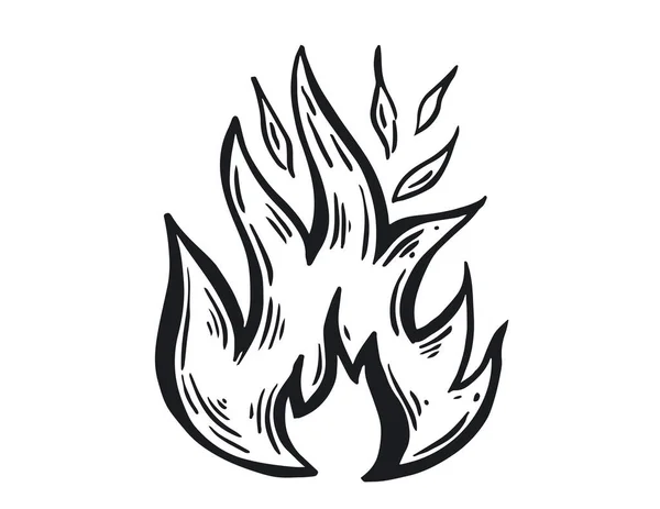 Бомба Вогонь Намальована Рука Ілюстрація Полум Горіння — стоковий вектор