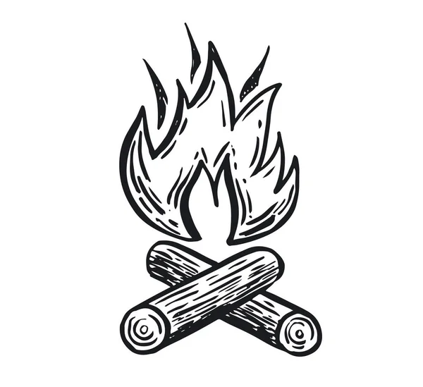 Oheň Ručně Kreslené Ilustrace Plamen Pálení — Stockový vektor