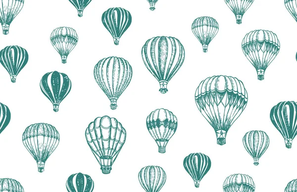 Globos Aire Caliente Volando Ilustración Dibujada Mano — Vector de stock