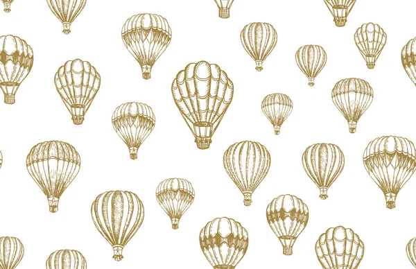 Varmluftsballonger Som Flyger Handritad Illustration — Stock vektor