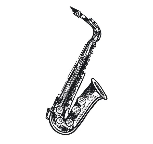 Saxophon Hand Gezeichnete Vektorillustration — Stockvektor