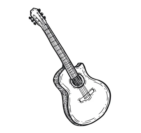 Guitarra Desenhada Mão Ilustração Vetorial — Vetor de Stock