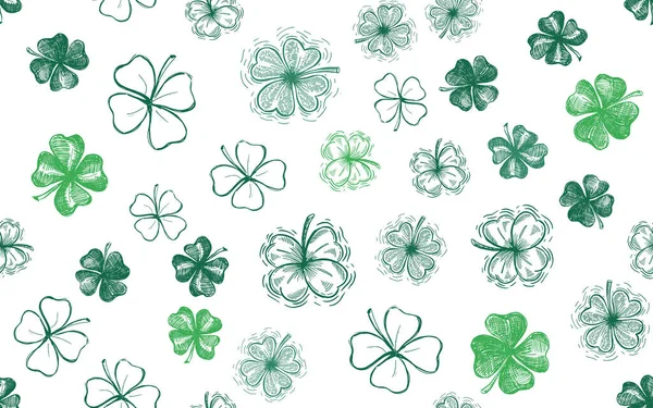 Clover Set Saint Patrick Illustrations Dessinées Main Vecteur — Image vectorielle