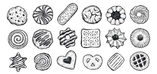 Cookie Set Hand Drawn Illustration Vector — Stock Vector
