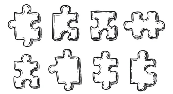 Puzzles Ilustração Vetorial Desenhada Mão —  Vetores de Stock